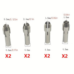 10pc Rotary Collet Set Clamping Nut For Rotary Tool Collet 1mm-3.2mm