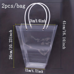 2pcs Transparent Trapezoidal Flower Net Red Handbag Bouquet Plastic Handbag