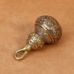 Brass Blessing Lotus Gourd Charm Pendant Pill Box Container Key Chain