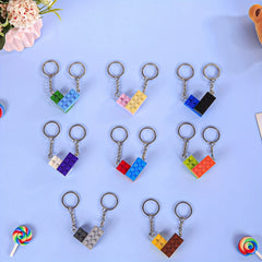 16pcs Building Blocks Keychain Funny Key Ring Purse Bag Backpack Car Charm