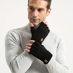 Winter Touch Screen Knitted Half Finger Gloves Men Women