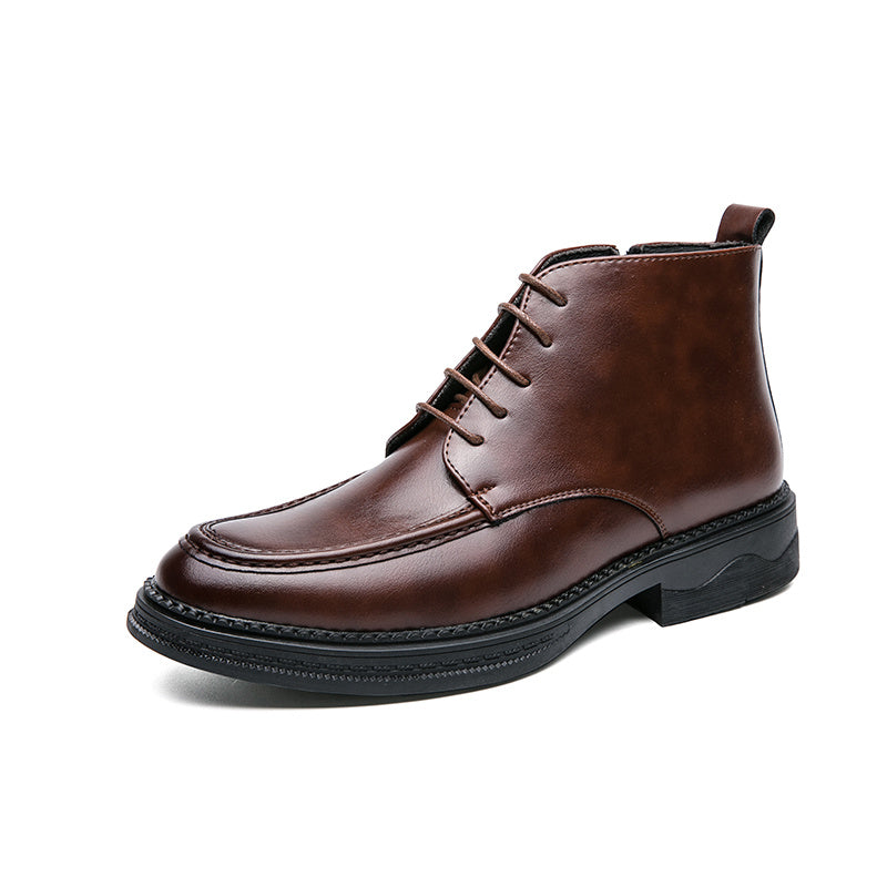 Men's Solid Zipper Derby Boots Formal Dress Shoes