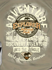 Vintage 'EXPLORER' Letters Print Men's Graphic Round Neck T-shirt