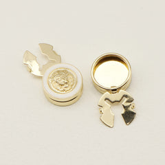 2 Pack Lion Head Shirt Clips Men Women Golden Tone Metal Buttons Decor