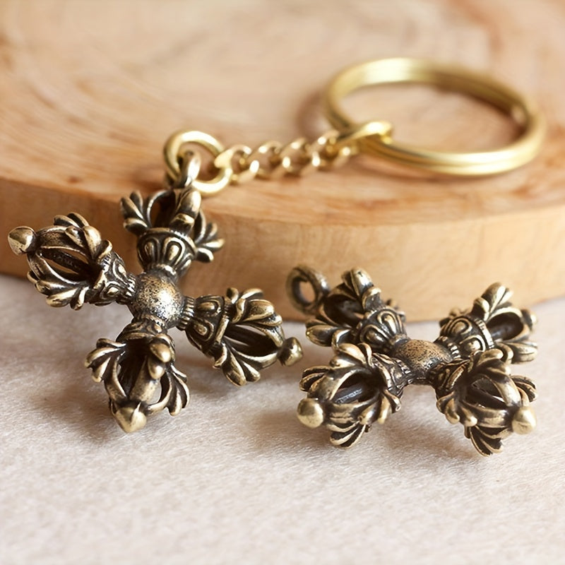 Vintage Brass Pestle Pendant Keychain for Car Keys Backpacks Wallets