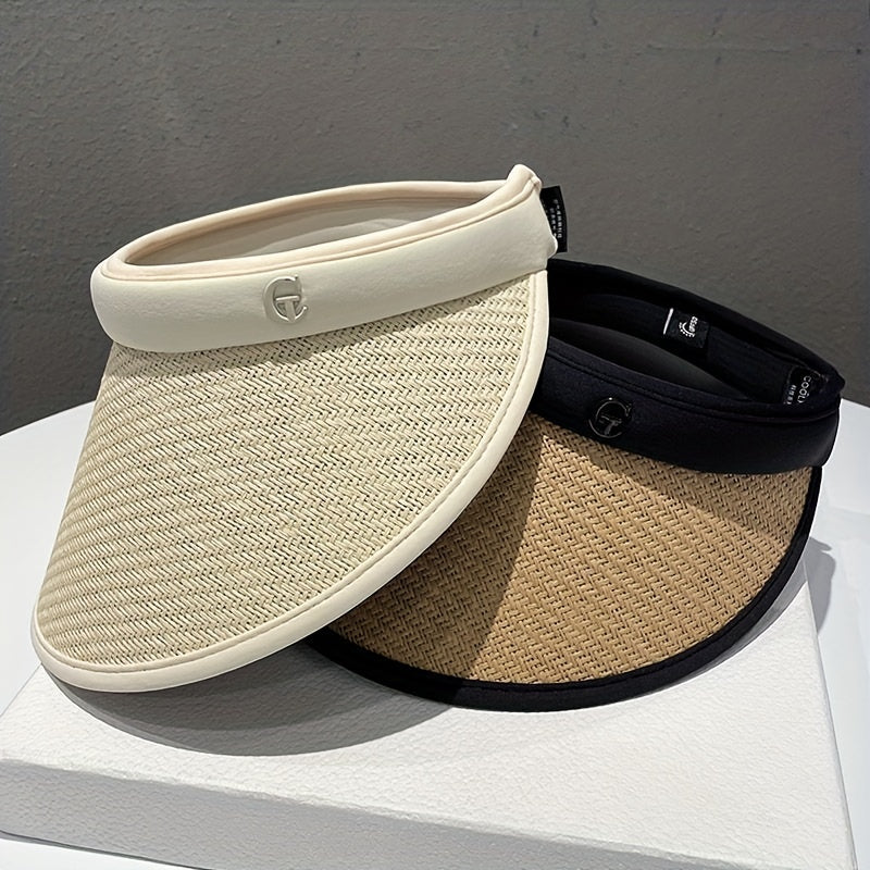 Breathable Sunscreen Ponytail Straw Hats UV Protection Sun Hat For Women
