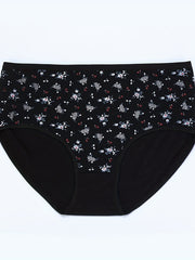 4 Pack Plus Size Panties Set Women's Plus Floral Print High Waist Soft
