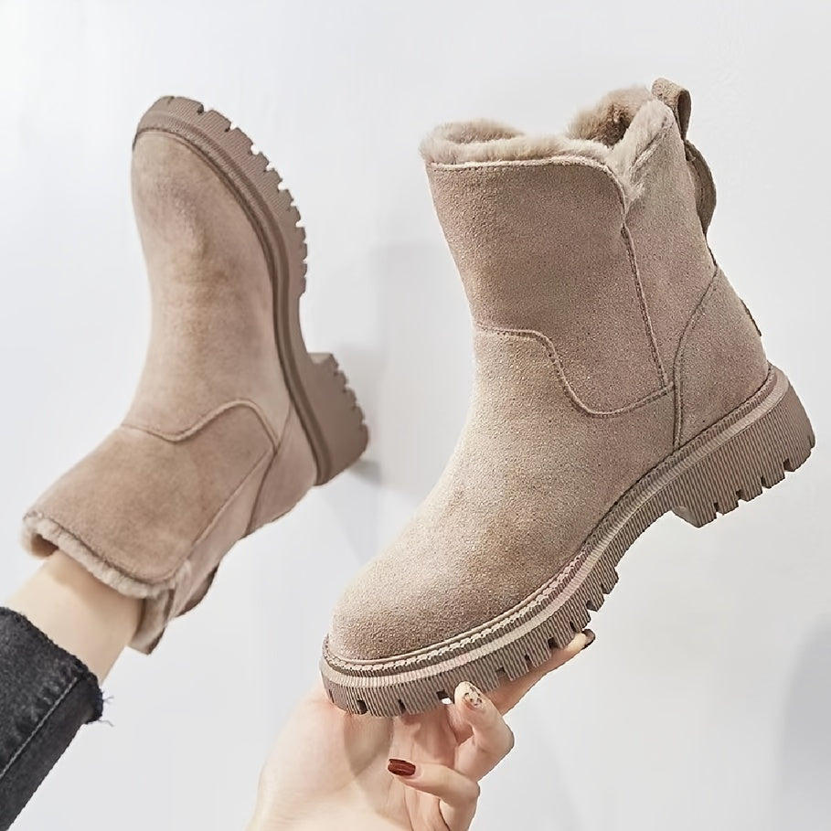 Women's Thermal Platform Boots Side Zipper Snow Boots