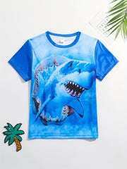 Boys' Shark Graphic T Shirt Active Stretch Short Sleeve Tee
