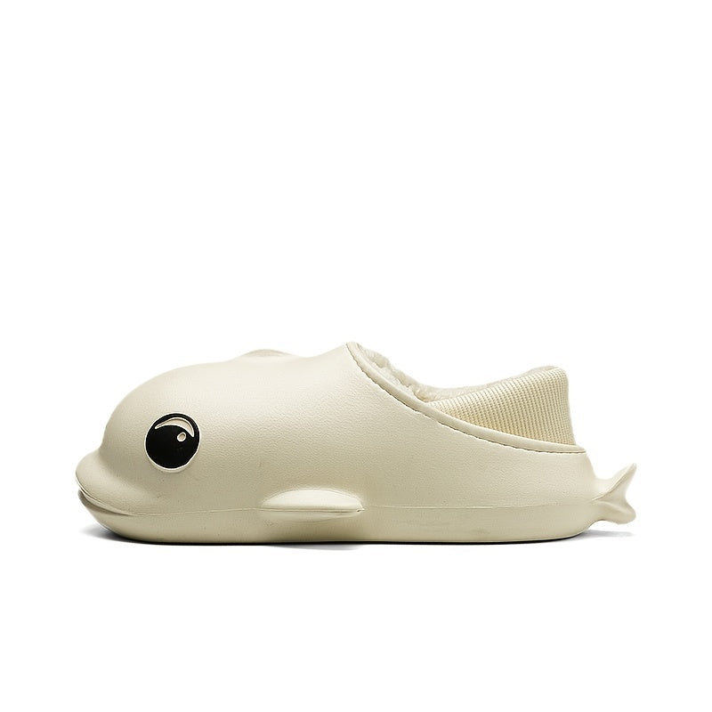 Men's Cartoon Dolphin Warm Cozy Slippers Waterproof House Shoes