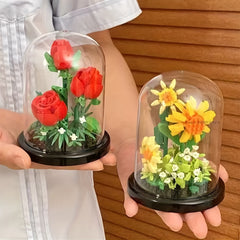 DIY Flower Building Blocks Set Mixed Colors ABS Material 3D Flower Craft Kit