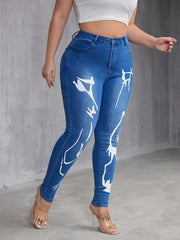 High Rise Skinny Jeans with Graphic Print
