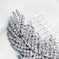 Rhinestone Leaf Hair Comb Bridal Wedding Headwear Hair Styling Accessory