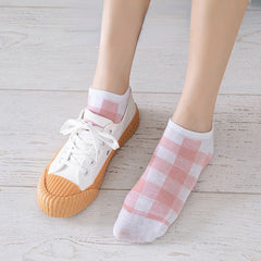 5 Pairs Pink Strawberry Pattern Ankle Socks