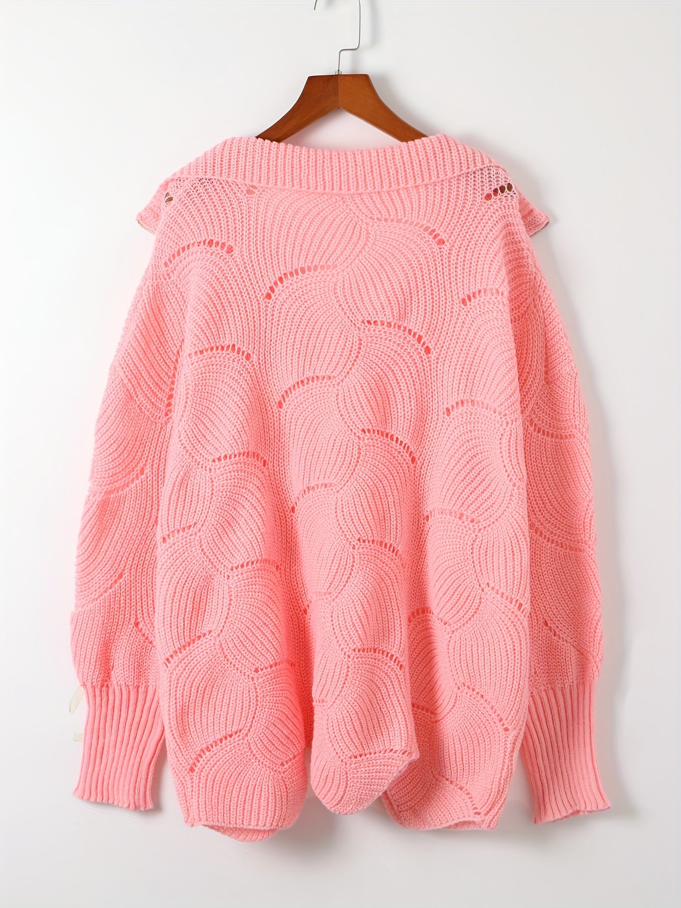 Casual Sweater Women's Plus Knitted Half Zipper Long Sleeve Pullover