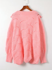 Casual Sweater Women's Plus Knitted Half Zipper Long Sleeve Pullover