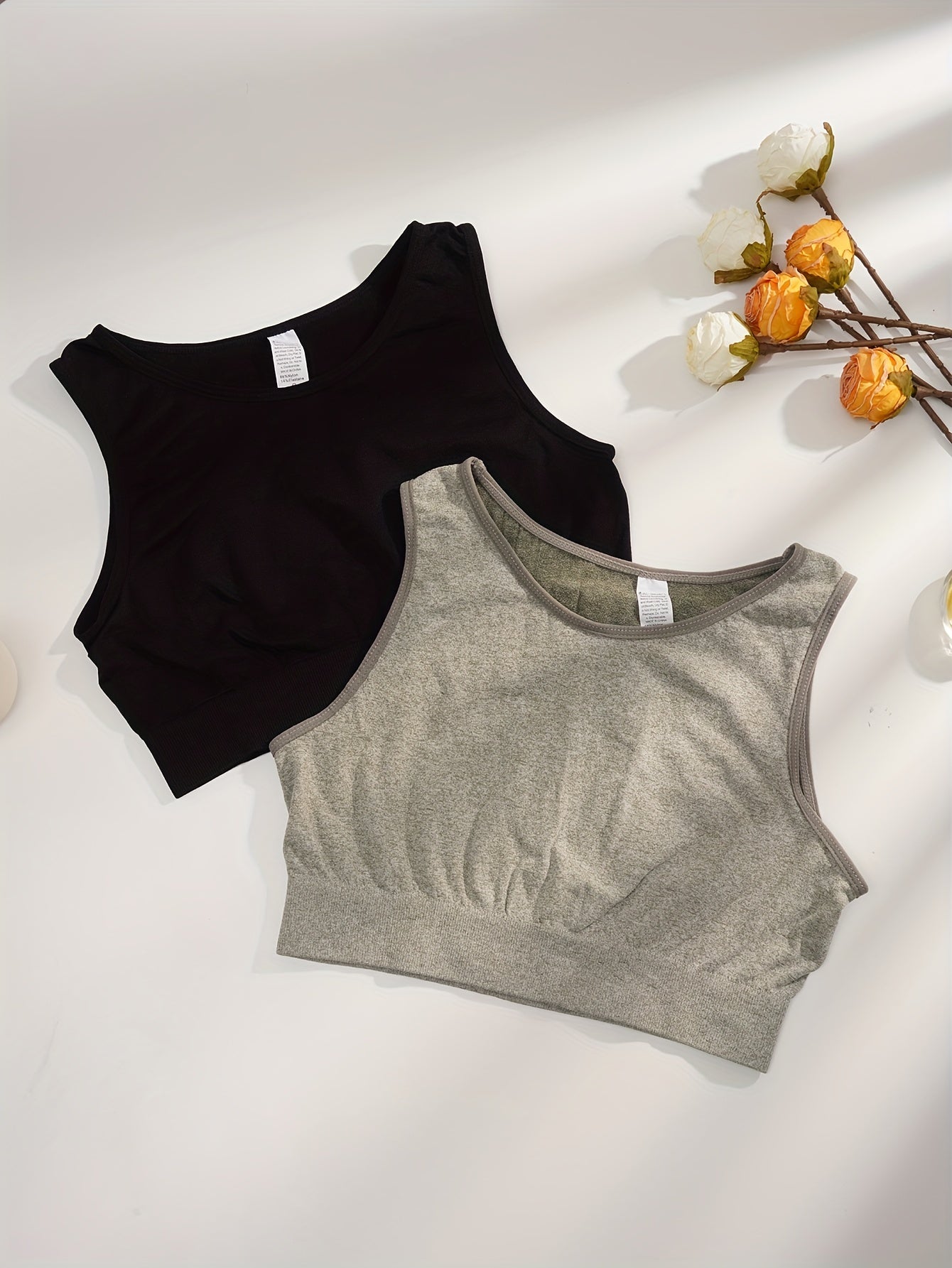 2pcs Seamless Wireless Sports Bras Comfy & Breathable
