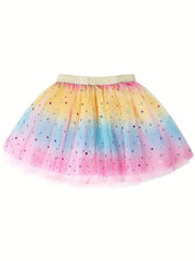 Sequin Rainbow Tutu Skirt Performance Dance Skirt Kids Clothes