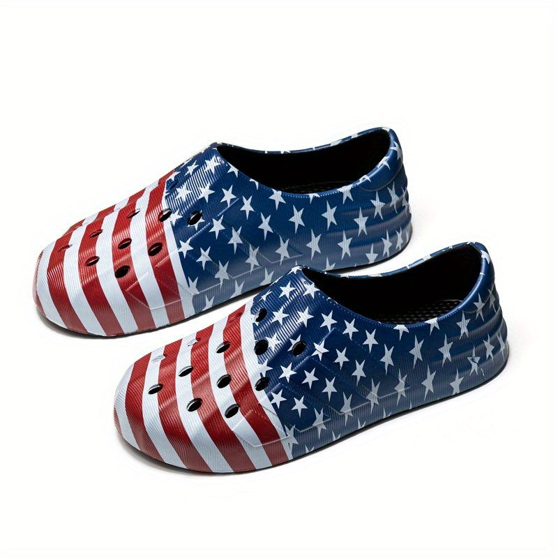Men's Star & Stripe Print Foam Clog Sandals American Independence