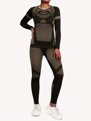 2pcs Thermal Underwear Set Long Sleeve Warm Top & Leggings for Women