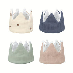 Baby 100 Muslin Cotton Guaze Crown Headband Hat For Birthday