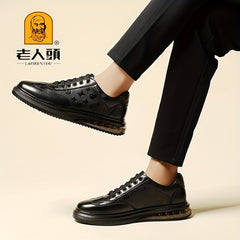 LAORENTOU Men's Leather Lace Up Skate Shoes British Style