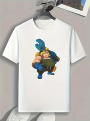 Cartoon Print Men's Graphic T-shirt for Summer