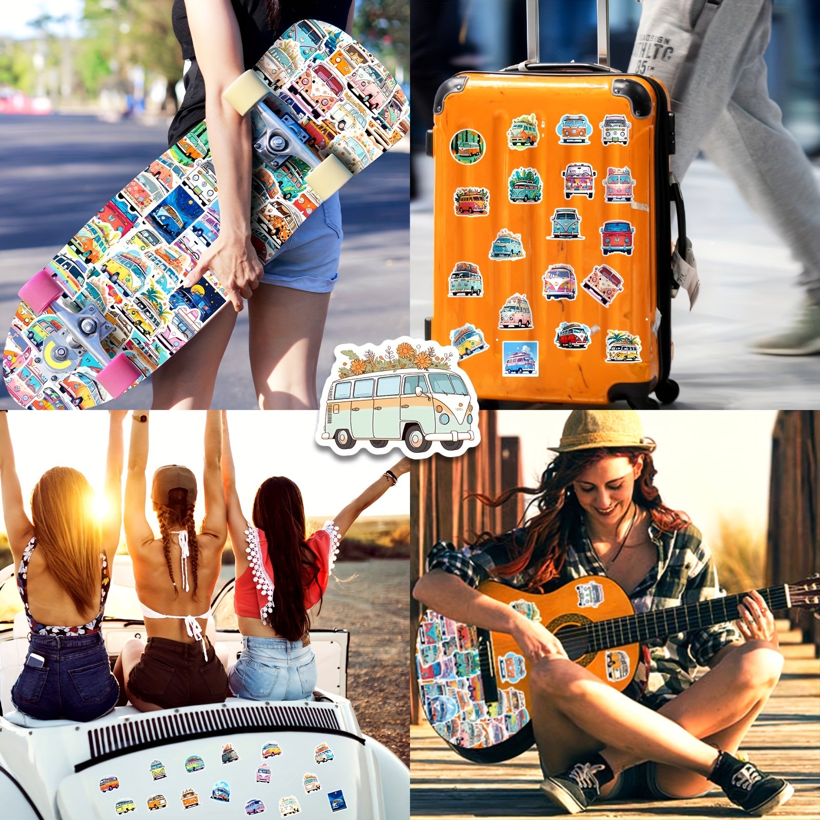 50pcs Cartoon Bus Stickers Graffiti Decoration Stickers