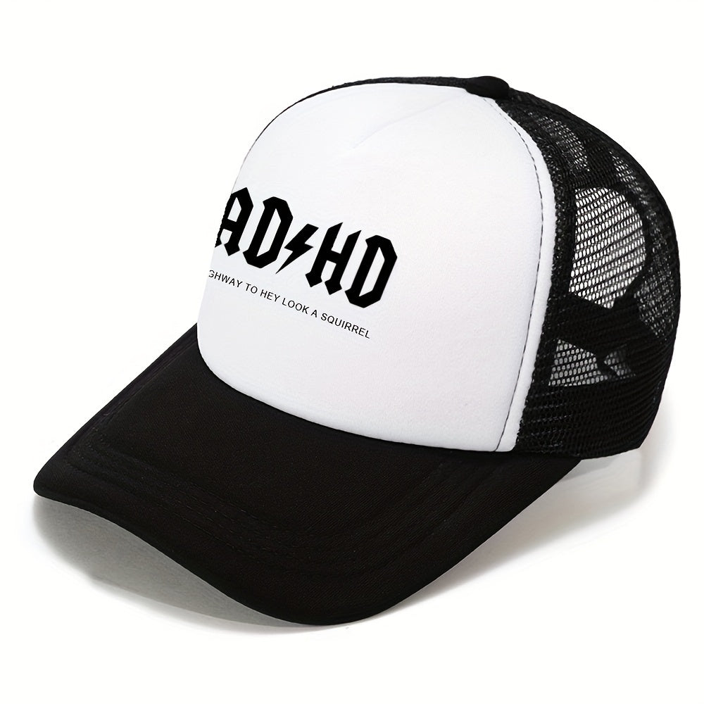 Letter Print Baseball Cap Men's Sun Hat Mesh Breathable Outdoor Sports Hat