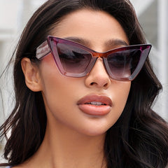 Cat Eye Sunglasses Gradient Lens Glasses Wide Temple
