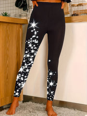Starry Print High Waist Leggings Slim Fit Summer Leggings