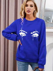 Eye Print Sweatshirt Long Sleeve Crew Neck Women's Clothing
