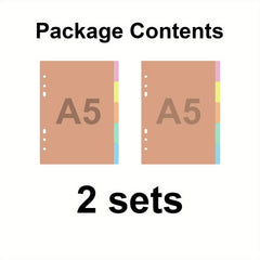 Plastic A5 Binder Index Dividers Multicolor Tabs, 6 Hole Binder
