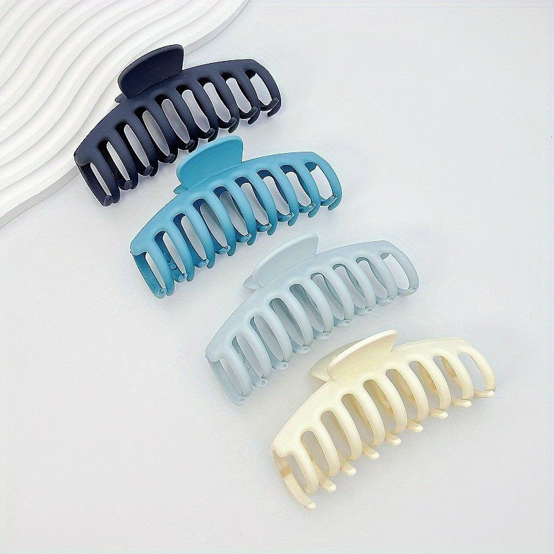 4pcs Large Hair Claw Non Slip Thick Matte Plastic Hair Claw Women's Accessories