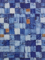 Women's Plus Colorblock Denim Print Round Neck Tank Dress