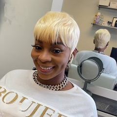 Blonde Pixie Cut Wig with Bangs Heat Resistant Synthetic Wig