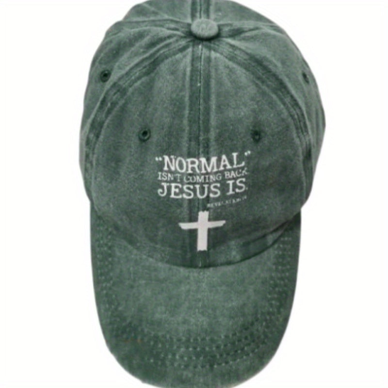 Cross Print Vintage Baseball Cap Sunscreen Sports Hat Washed Distressed Dad Hat