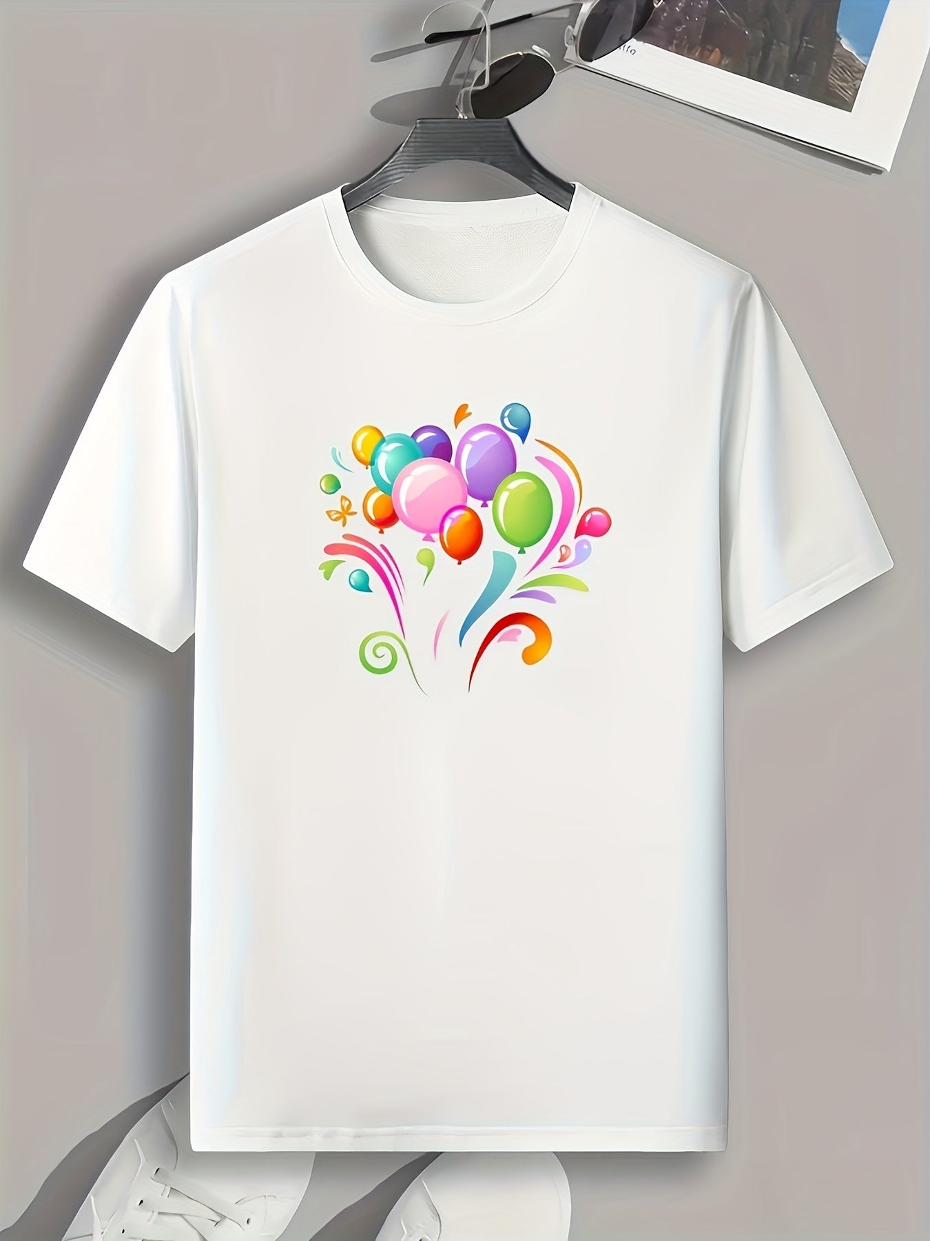Colorful Balloon Print Men's Graphic T shirt Casual Summer Tees