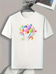 Colorful Balloon Print Men's Graphic T shirt Casual Summer Tees