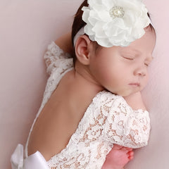 Infant Flower Headband Romper & Triangle Top Set