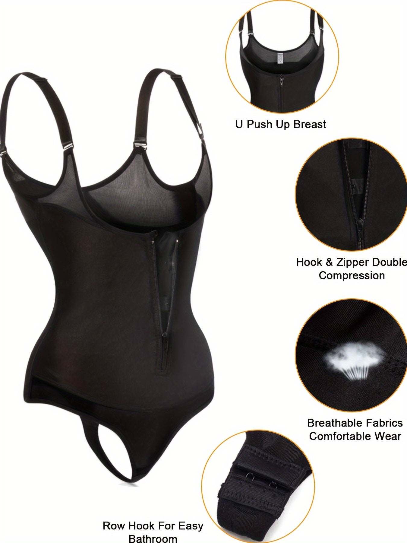 Zipper Waist Trainer Slim Bodysuit Women's Activewear
