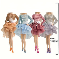 PAIDOPI 11.5 Inch Doll Dress Set - Pastel Colors - Dresses, Socks & Accessories
