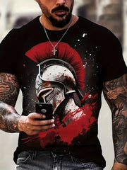 Helmet Pattern Print Men's Short Sleeve T-shirt Graphic Tee