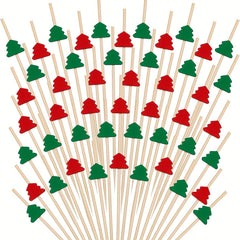 100pcs Christmas Cocktail Picks 4 7 Inches 12 Cm Bamboo Appetizer Toothpicks
