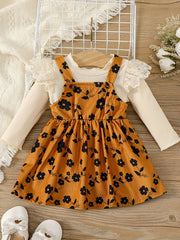 Baby Girls Ruffled Top & Corduroy Dress Set