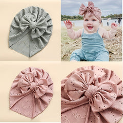 Baby Lace Embroidery Turban Baby Girl Hat With Bowknot