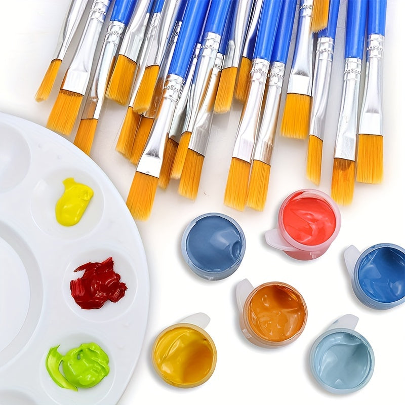 30pcs Detail Flat Paint Brush for Drawing Watercolor Brushes