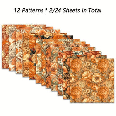24 Sheets Flower Theme DIY Gift Wrapping Paper Greeting Cards