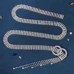 Crystal Chain Belts For Women Rhinestone O Ring Waistband Belt For Dress