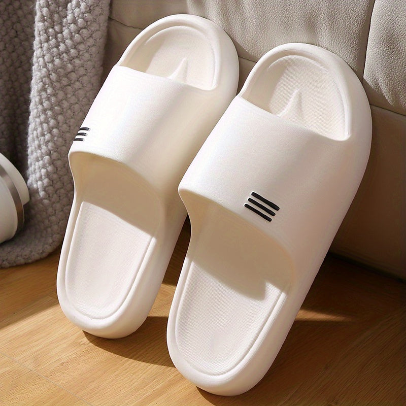 Women's Striped Soft Sole Pillow Slides Non-slip Bathroom Shoes